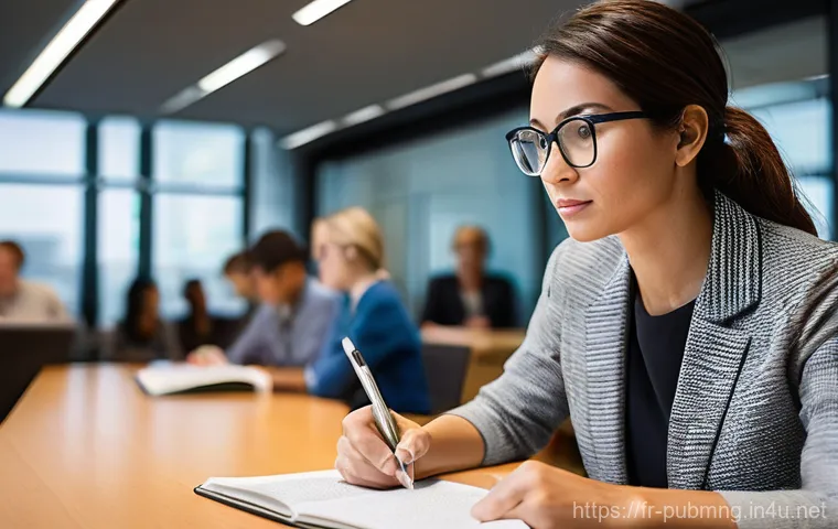 공공관리사 자격증 취득 후 새로운 도전 - **Prompt:** A determined and focused woman, appearing to be in her late 30s to early 40s, is seated ...