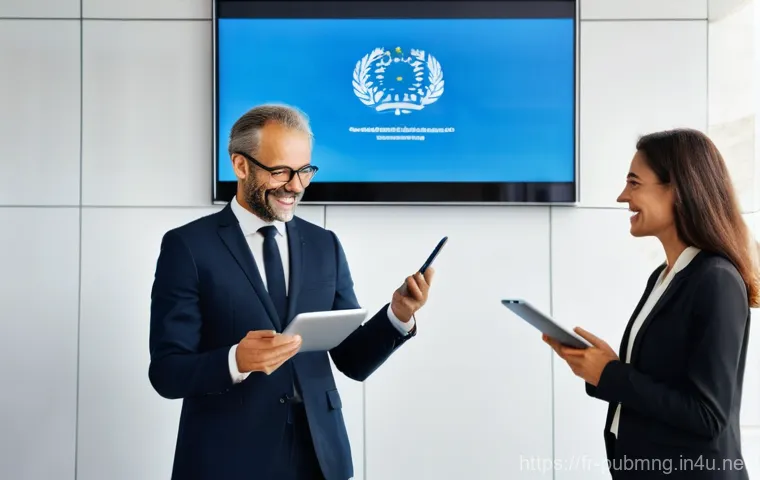 공공관리사 직무 만족도 후기 - **Prompt:** A diverse group of dedicated French public servants, wearing professional yet comfortabl...