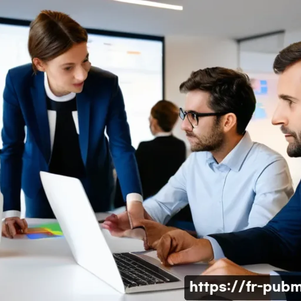 공공관리사 직업 전망과 성장 가능성 - **Prompt:** A diverse group of French public servants, men and women of various ages (20s to 50s), w...