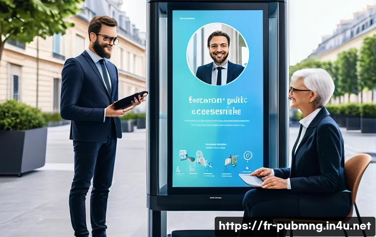 공공관리사와 관련된 최신 연구 주제 - A modern French public service office scene illustrating digital transformation: diverse public agen...