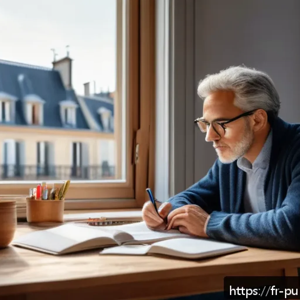 공공관리사 자격증 준비 비용 분석 - A focused French adult candidate studying for the public management exam at a cozy home desk, surrou...